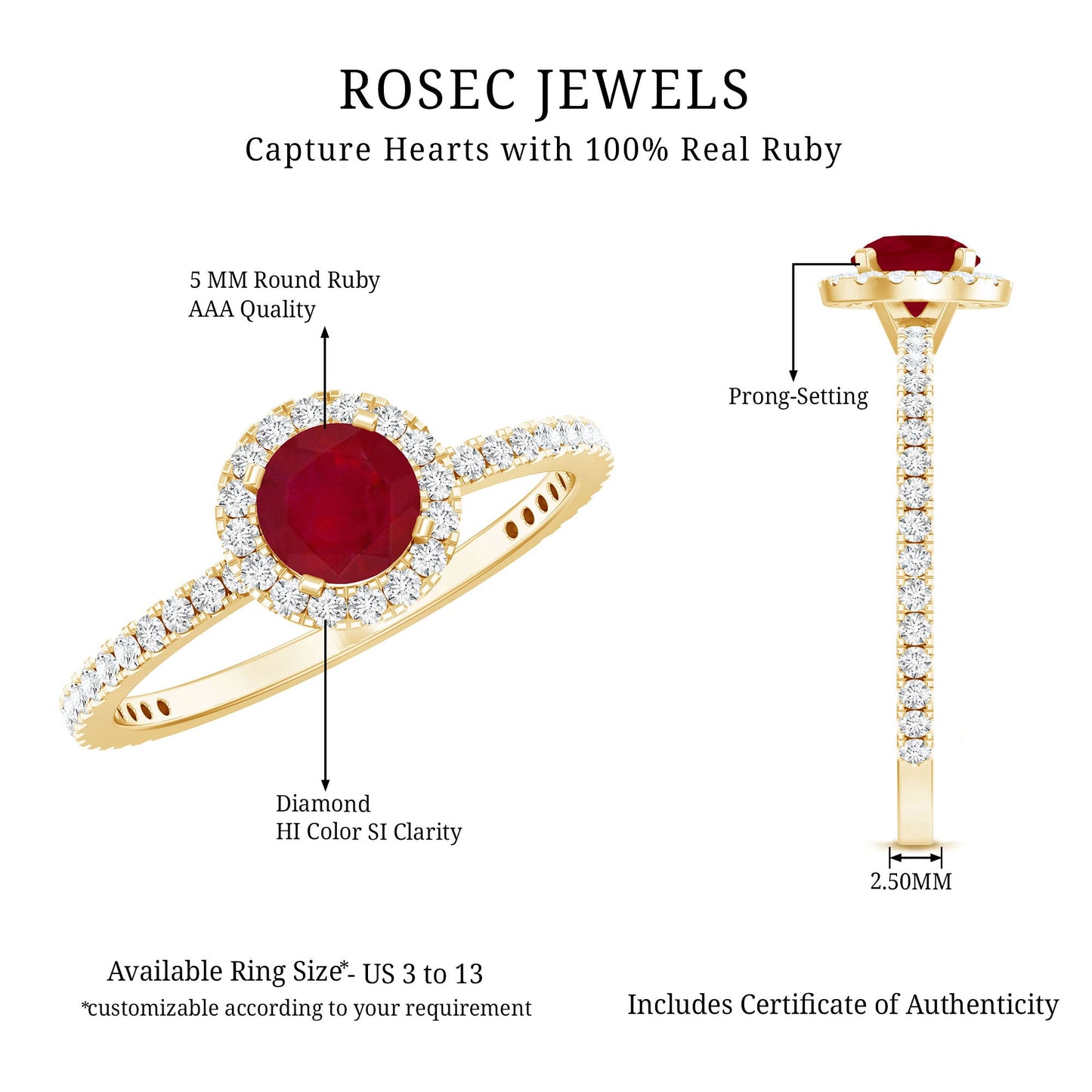 Minimal 0.6 Carat Ruby Engagement Ring with Diamond Halo