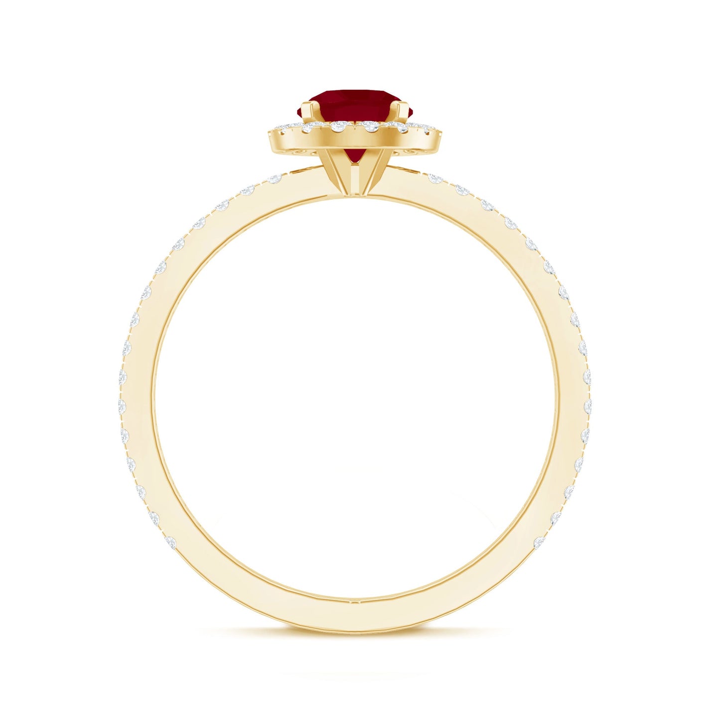 Minimal 0.6 Carat Ruby Engagement Ring with Diamond Halo