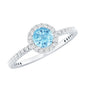 Genuine Blue Aquamarine Ring with Diamond Accent