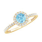 Genuine Blue Aquamarine Ring with Diamond Accent