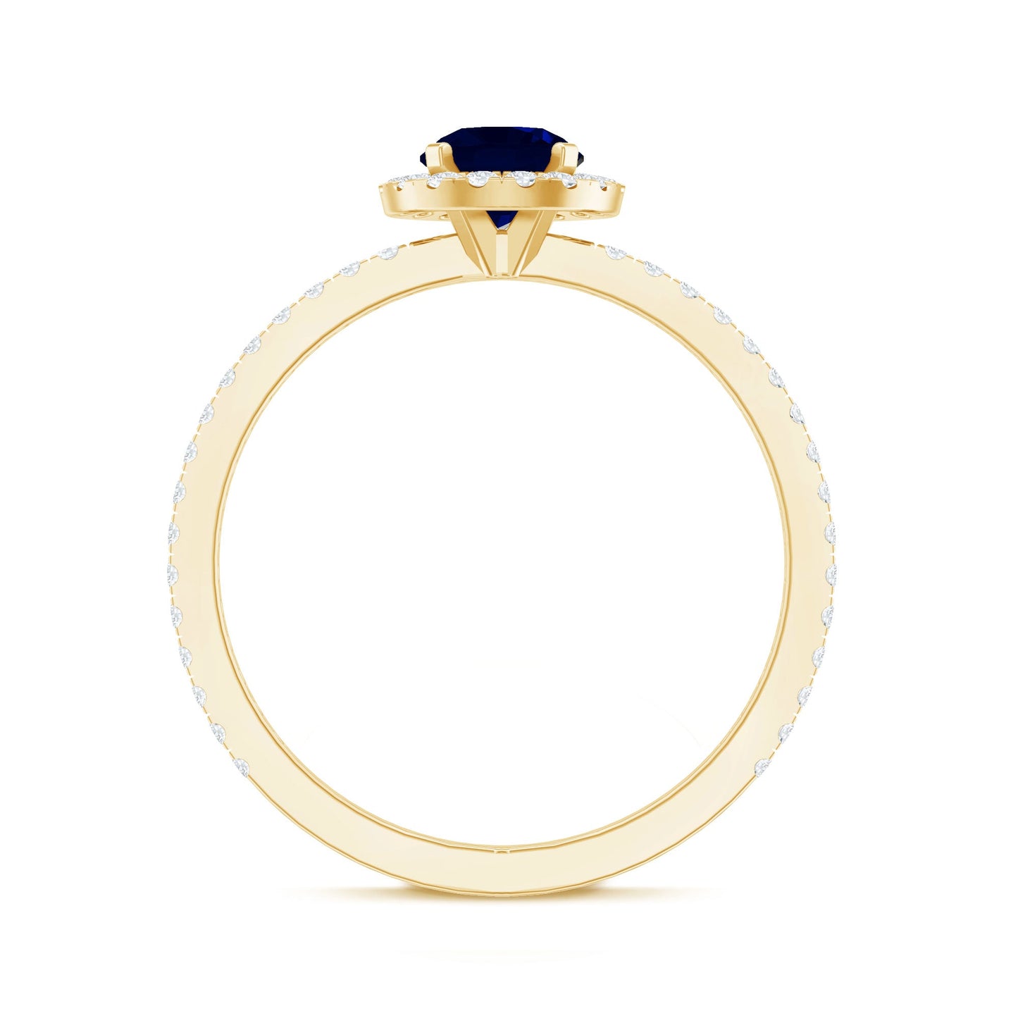0.95 Carat Round Blue Sapphire and Diamond Halo Engagement Ring