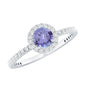 Womens Tanzanite Halo Ring with Diamond