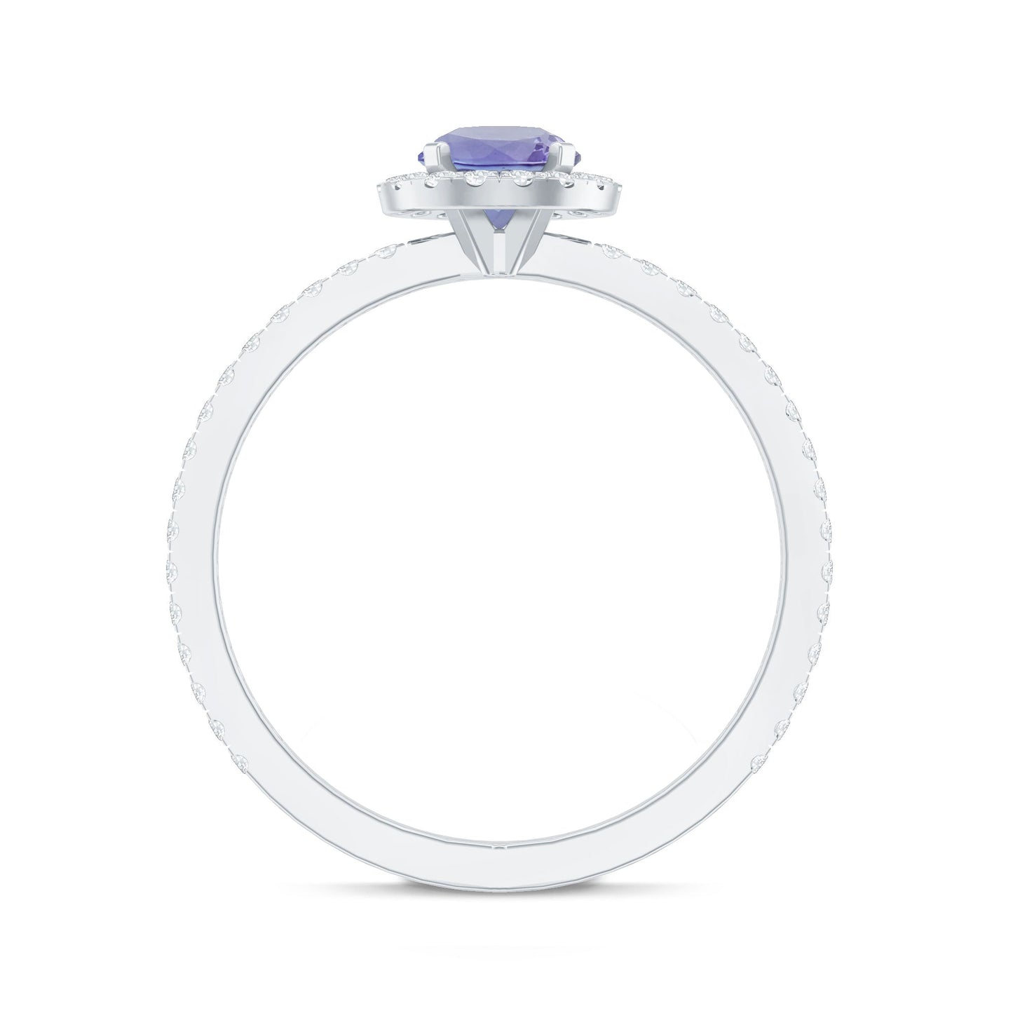 Womens Tanzanite Halo Ring with Diamond