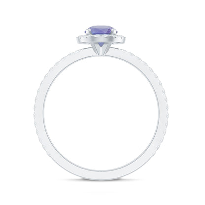 Womens Tanzanite Halo Ring with Diamond