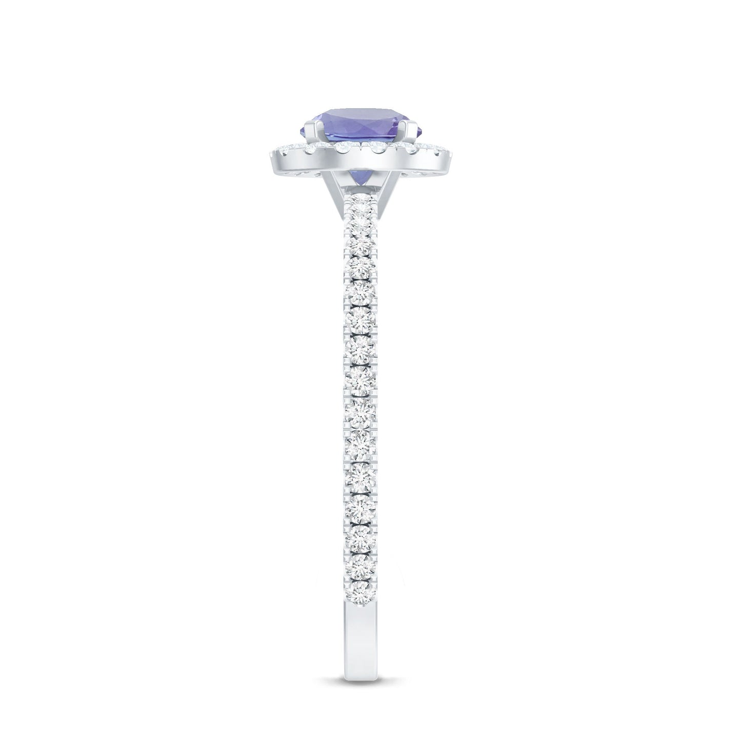Womens Tanzanite Halo Ring with Diamond