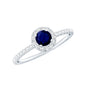 Minimal 0.9 Carat Blue Sapphire Engagement Ring with Diamond Halo