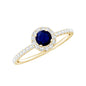 Minimal 0.9 Carat Blue Sapphire Engagement Ring with Diamond Halo