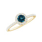 Round Shaped Blue Topaz and Diamond Minimal Engagement Ring