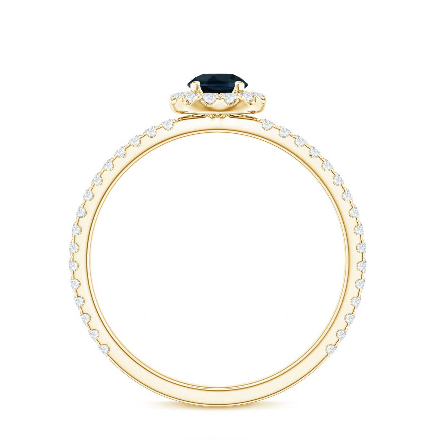 Round Shaped Blue Topaz and Diamond Minimal Engagement Ring