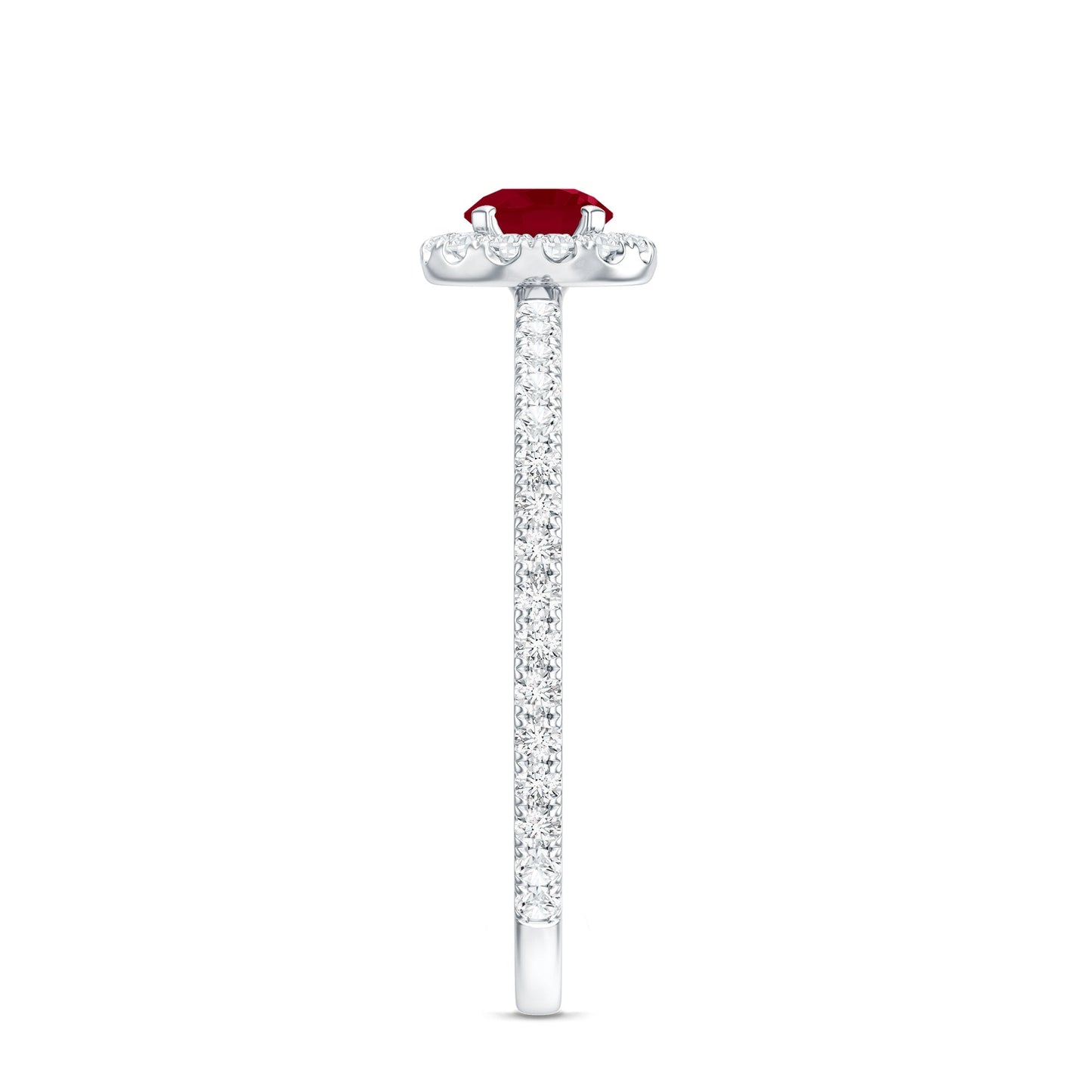 Real 0.6 Carat Ruby Engagement Ring with Diamond Halo