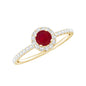 Real 0.6 Carat Ruby Engagement Ring with Diamond Halo