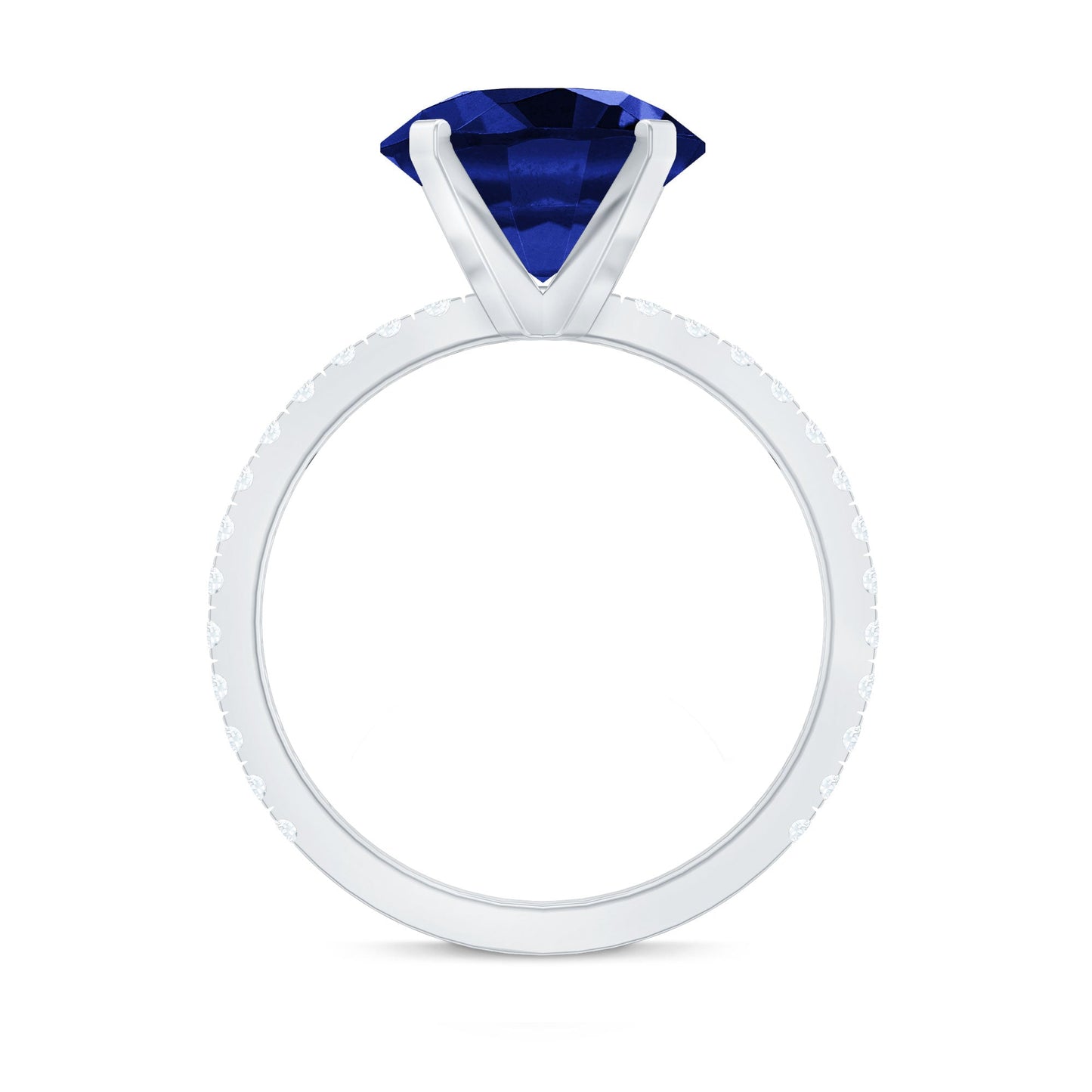 Certified 4.5 Carat Lab Grown Blue Sapphire Engagement Ring with Diamond