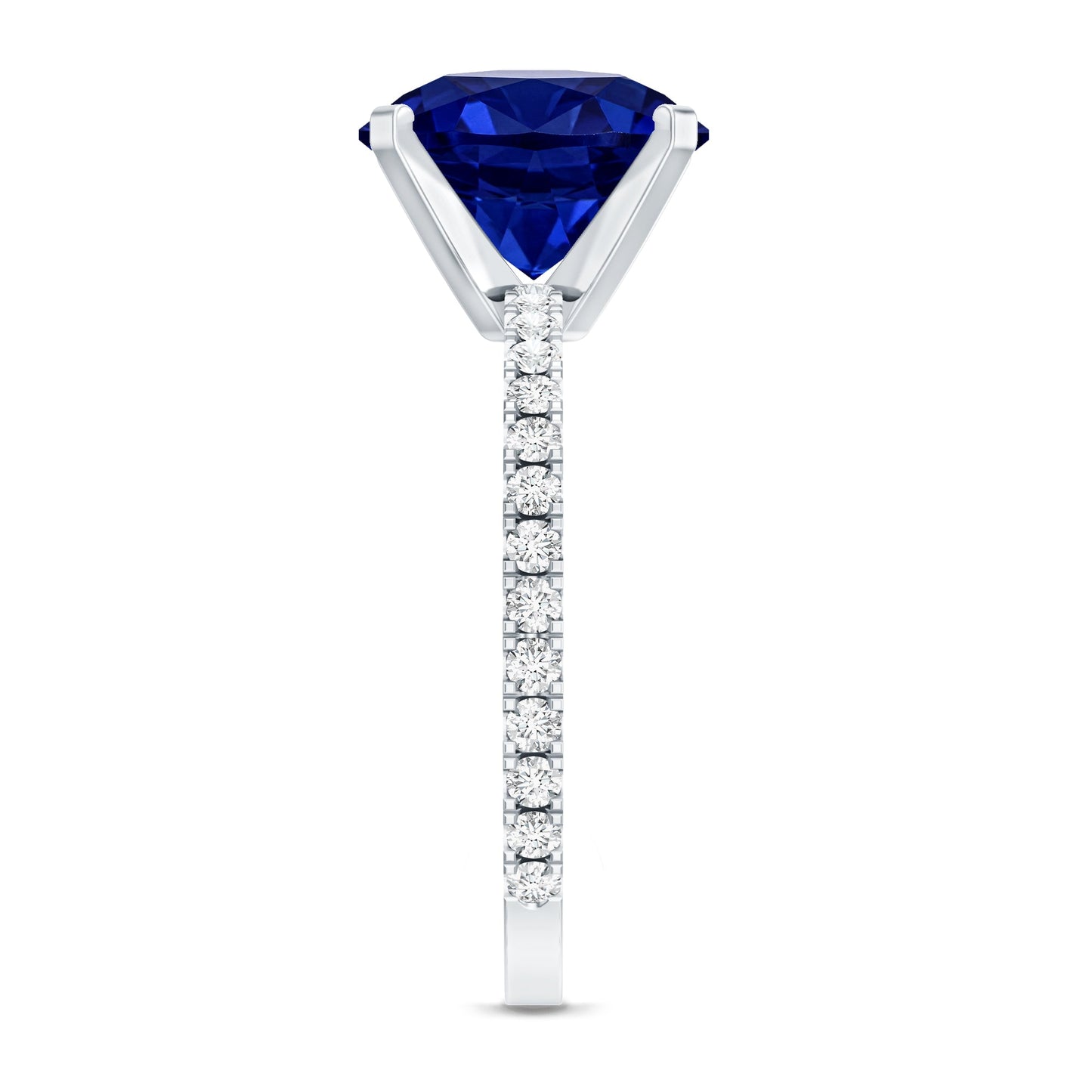 Certified 4.5 Carat Lab Grown Blue Sapphire Engagement Ring with Diamond