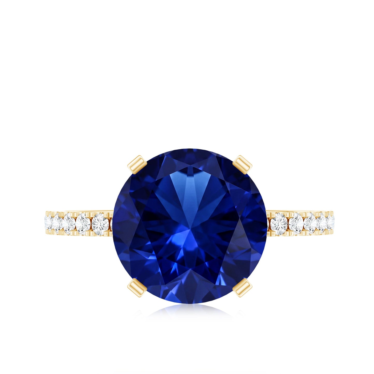 Certified 4.5 Carat Lab Grown Blue Sapphire Engagement Ring with Diamond