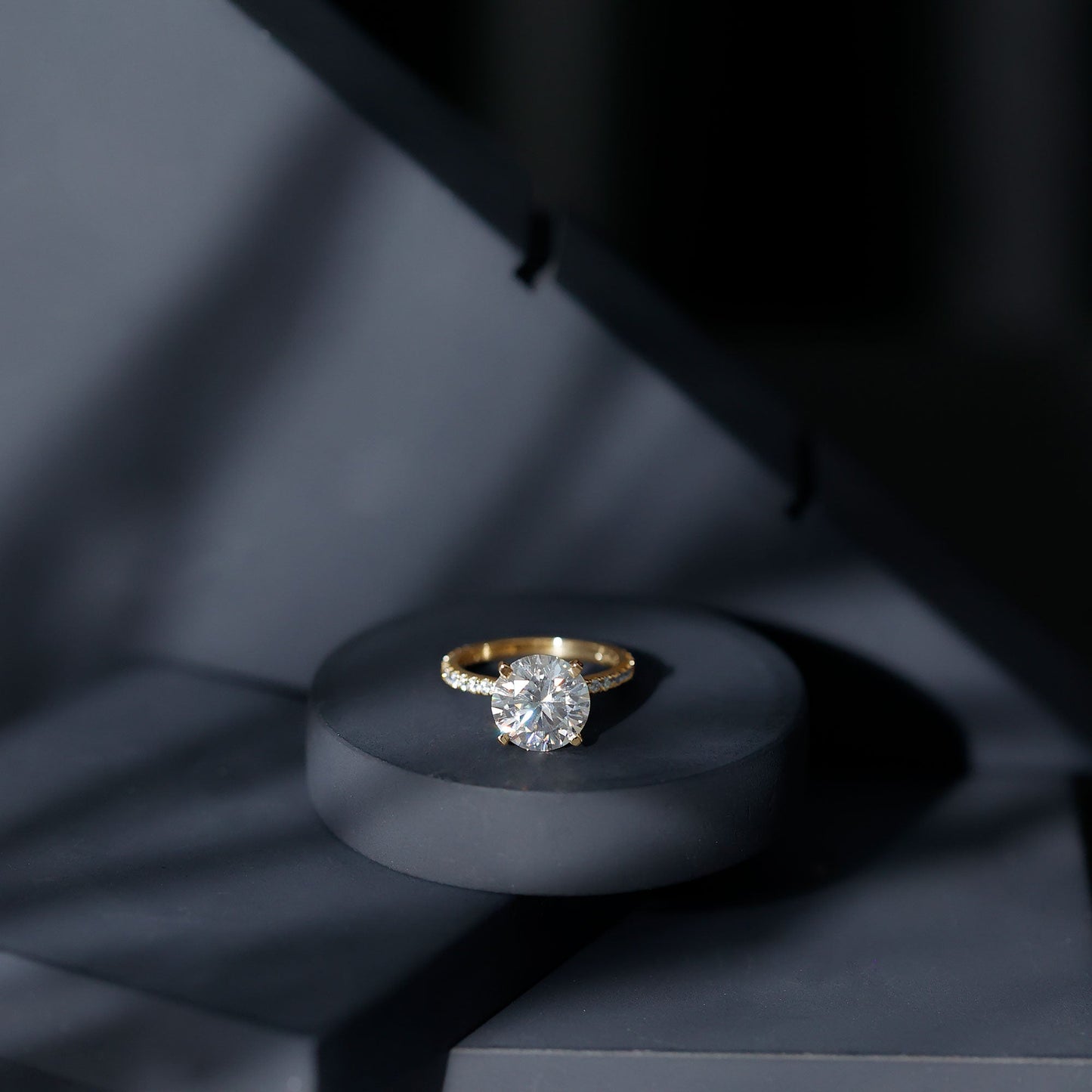Certified Moissanite 10 MM Round Cut Engagement Ring