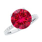 5 Carat Lab Created Ruby Solitaire Engagement Ring with Real Diamonds
