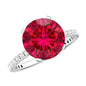 Round 5 Carat Lab Created Ruby Huge Engagement Ring with Diamond Side Stones