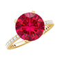 Round 5 Carat Lab Created Ruby Huge Engagement Ring with Diamond Side Stones