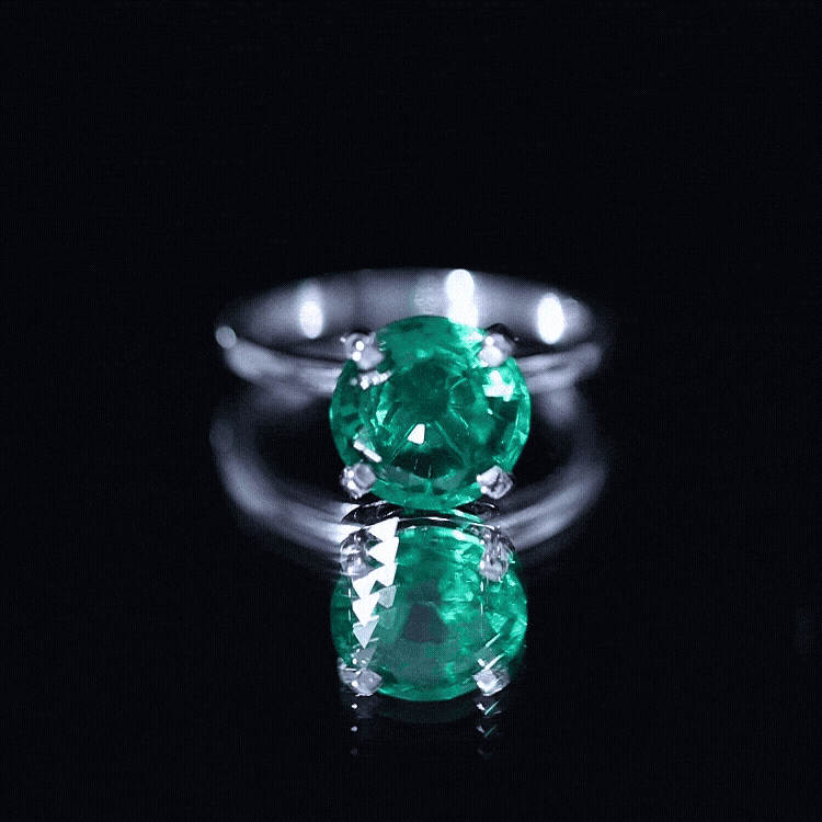 3.5 Carat Round Lab Created Emerald Solitaire Engagement Ring