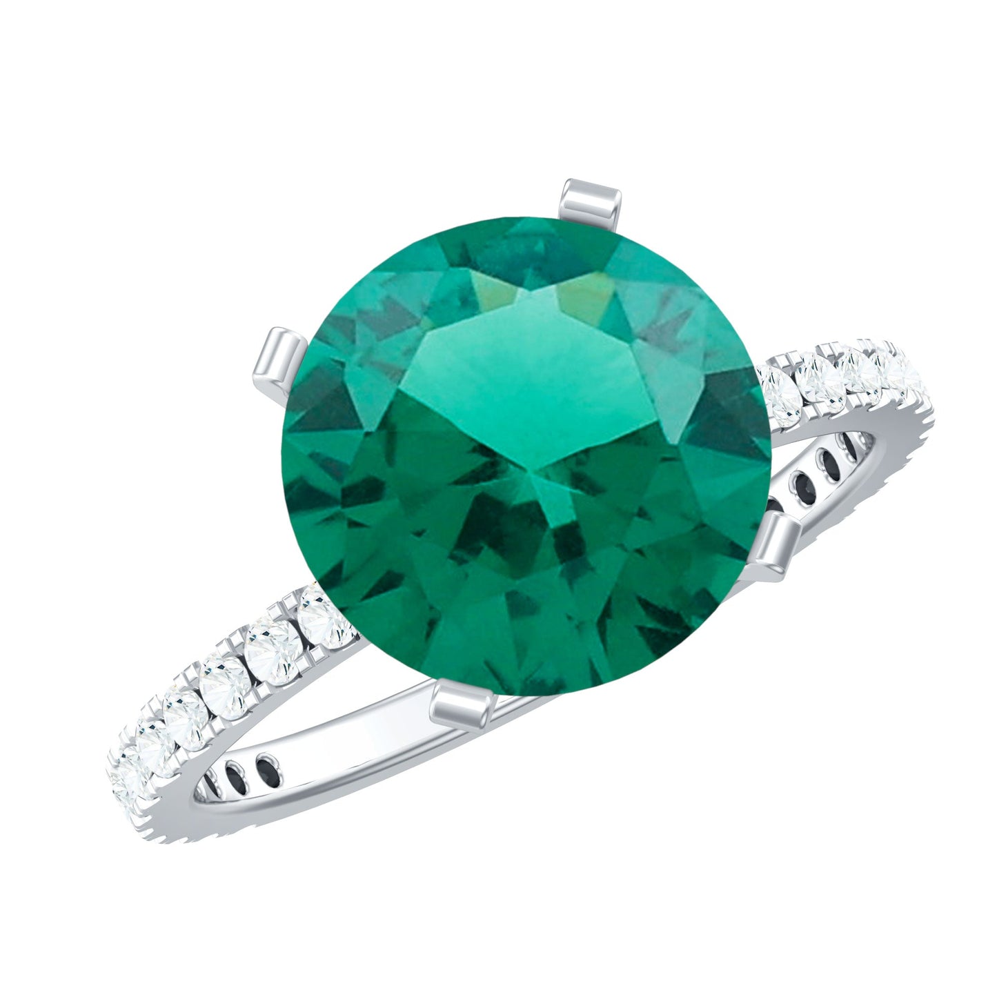 Certified 3.5 Carat Solitaire Lab Grown Emerald Engagement Ring with Diamond