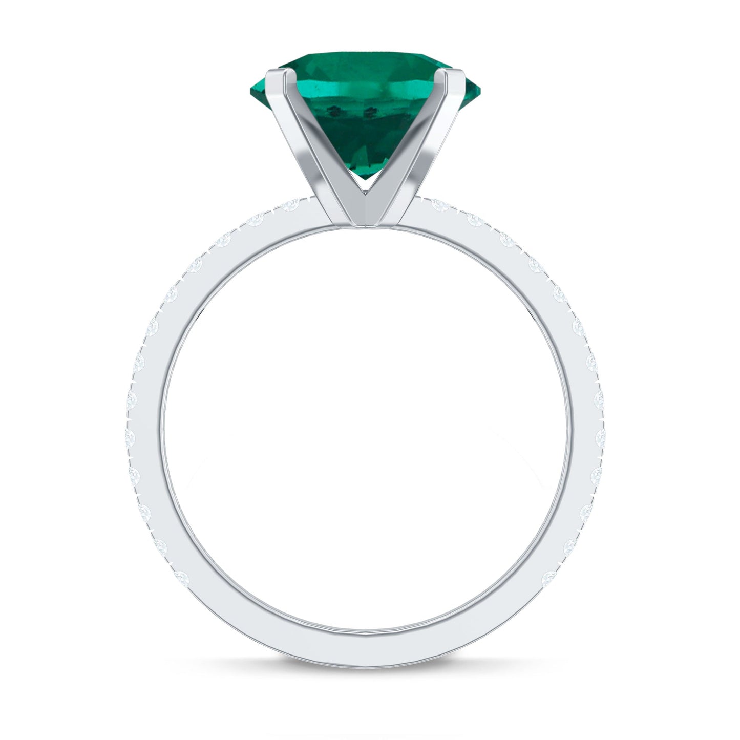 Certified 3.5 Carat Solitaire Lab Grown Emerald Engagement Ring with Diamond