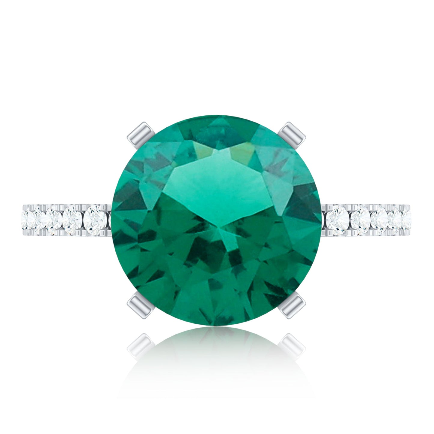 Certified 3.5 Carat Solitaire Lab Grown Emerald Engagement Ring with Diamond