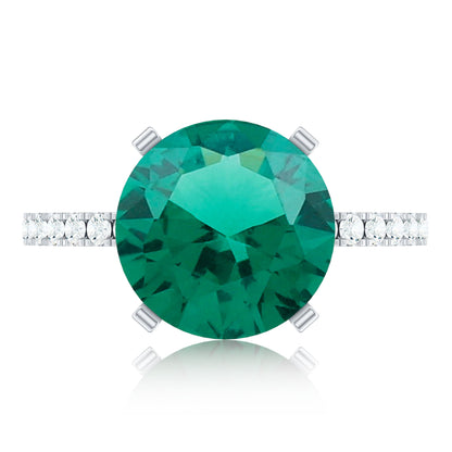 Certified 3.5 Carat Solitaire Lab Grown Emerald Engagement Ring with Diamond