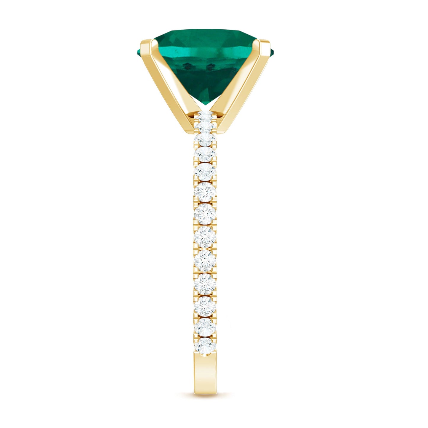Certified 3.5 Carat Solitaire Lab Grown Emerald Engagement Ring with Diamond