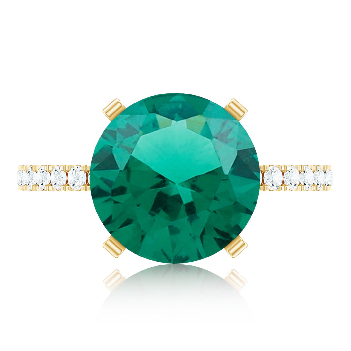 Certified 3.5 Carat Solitaire Lab Grown Emerald Engagement Ring with Diamond