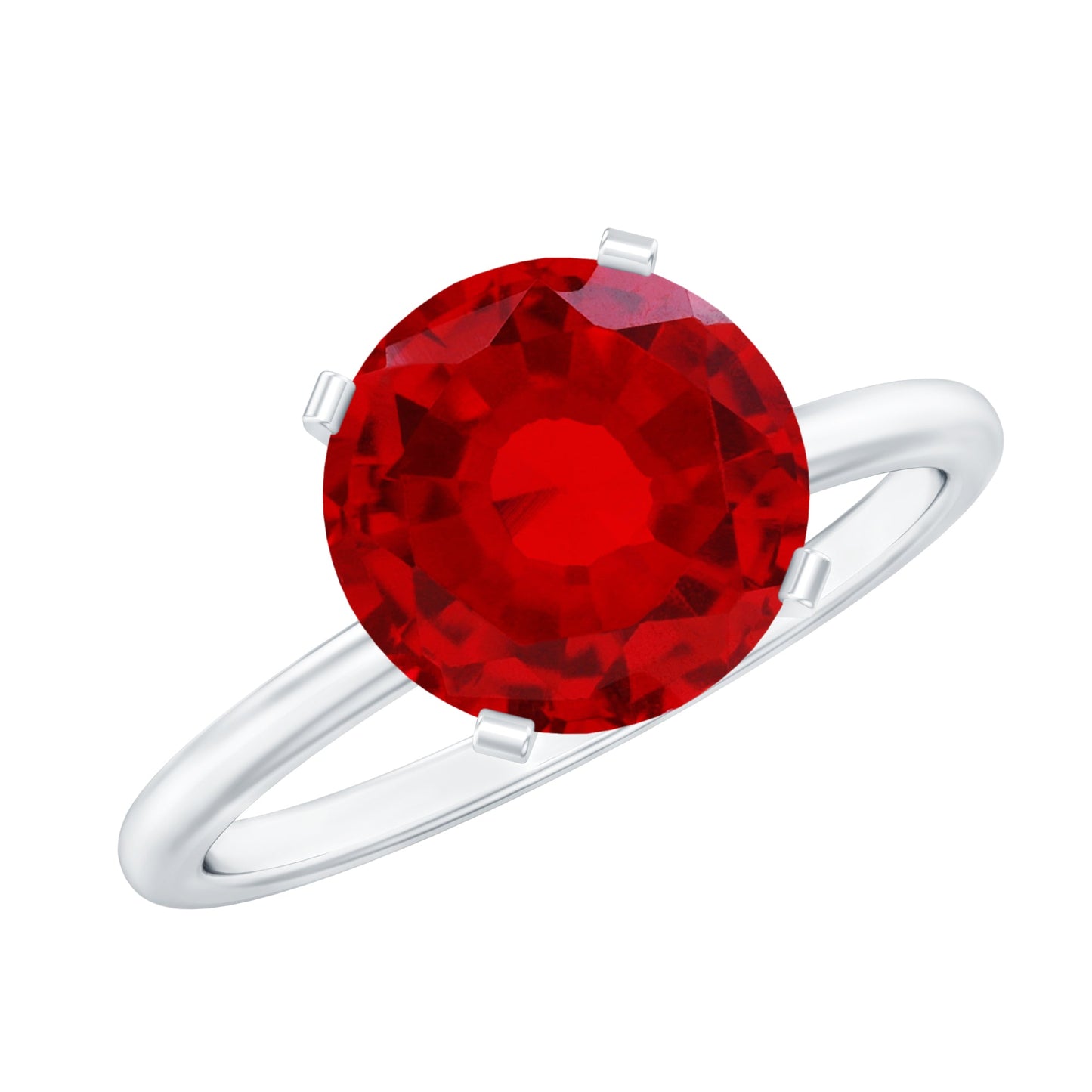 Solitaire Lab Grown 5 Carat Ruby Engagement Ring with Certificate