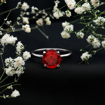 Solitaire Lab Grown 5 Carat Ruby Engagement Ring with Certificate