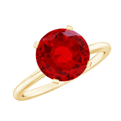 Solitaire Lab Grown 5 Carat Ruby Engagement Ring with Certificate