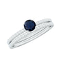 Natural Half Carat Blue Sapphire and Diamond Engagement Ring Set