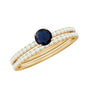 Natural Half Carat Blue Sapphire and Diamond Engagement Ring Set