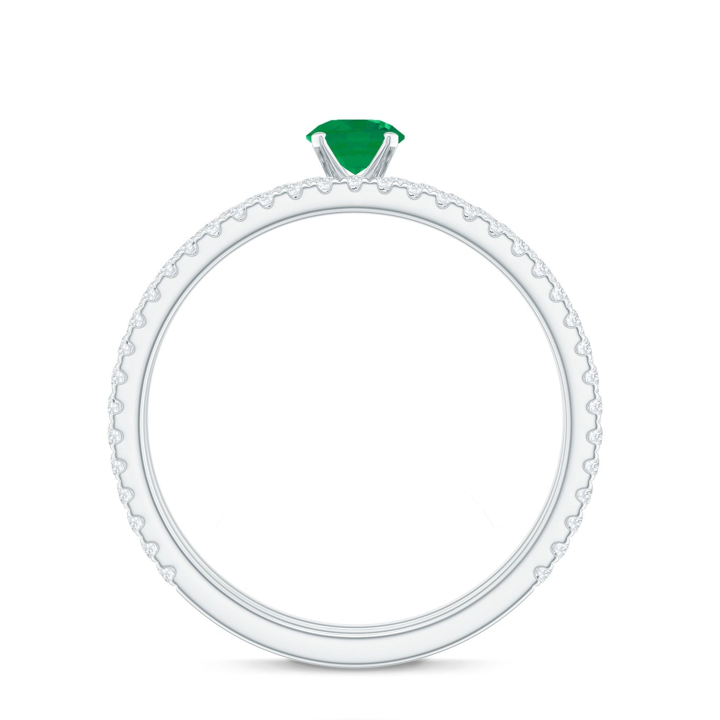0.4 Carat Minimal Emerald Diamond Wedding Engagement Ring Set of 2