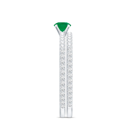 0.4 Carat Minimal Emerald Diamond Wedding Engagement Ring Set of 2