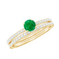 0.4 Carat Minimal Emerald Diamond Wedding Engagement Ring Set of 2