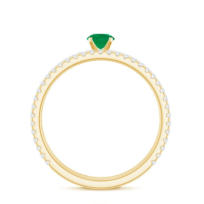 0.4 Carat Minimal Emerald Diamond Wedding Engagement Ring Set of 2