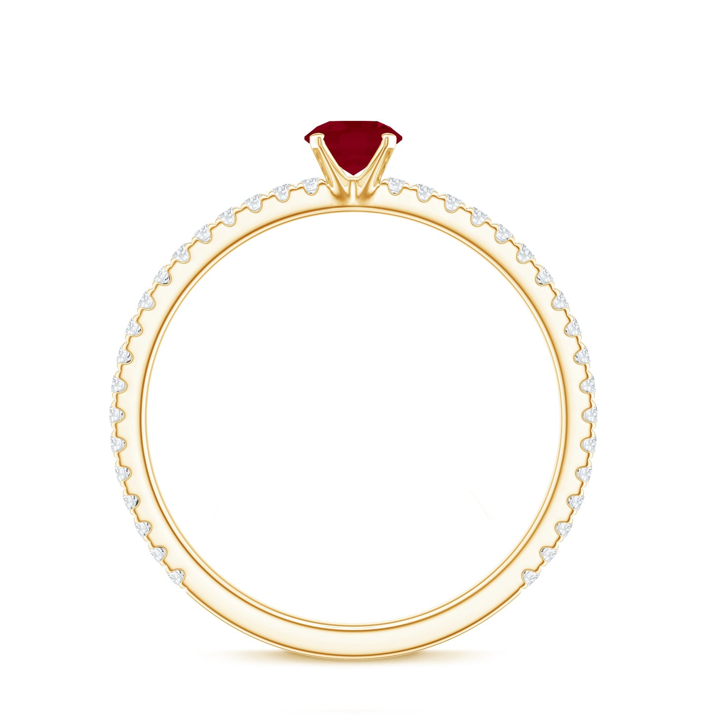 Natural Ruby Promise Ring with Diamond for Women