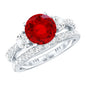 2.3 Carat Lab Created Ruby Bridal Ring Set with Moissanite