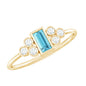 Natural Baguette Aquamarine Promise Ring with Diamond Trio
