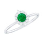 Certified Natural Emerald Promise Ring with Diamond Halo