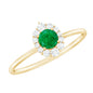 Certified Natural Emerald Promise Ring with Diamond Halo
