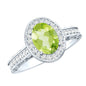 Natural Peridot and Diamond Engagement Ring with Milgrain Details