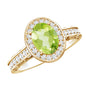 Natural Peridot and Diamond Engagement Ring with Milgrain Details