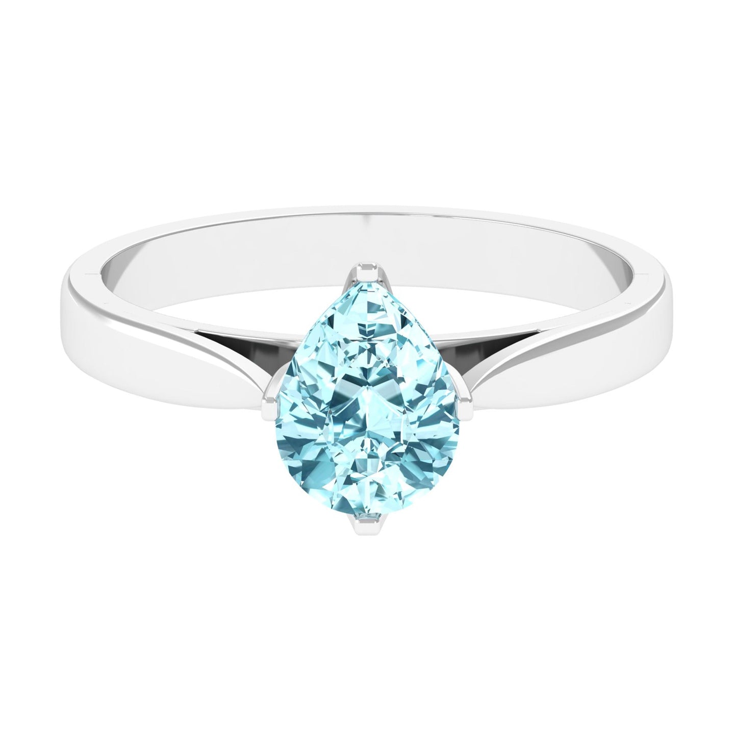 Teardrop Solitaire Ring with Aquamarine