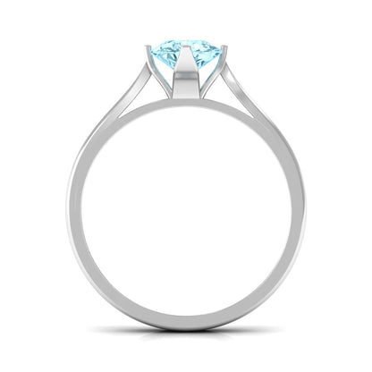 Teardrop Solitaire Ring with Aquamarine