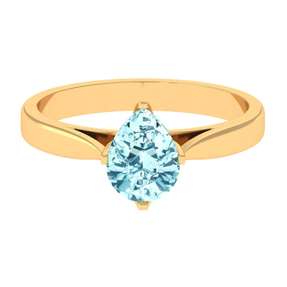 Teardrop Solitaire Ring with Aquamarine