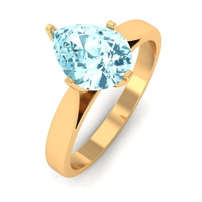 Teardrop Solitaire Ring with Aquamarine