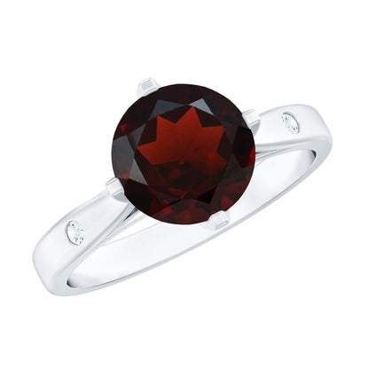 Natural 2.3 Carat Round Garnet Solitaire Engagement Ring